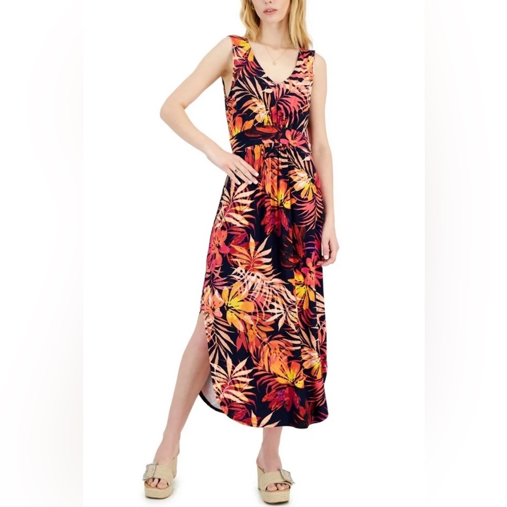 Willow Drive Women’s Tropical Floral-Print Sleeveless Maxi Dress Size S